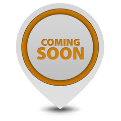 Coming soon pointer icon on white background