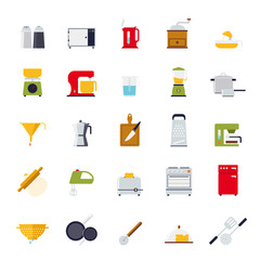 Flat Design Cooking and Kitchen Vector Icon Set