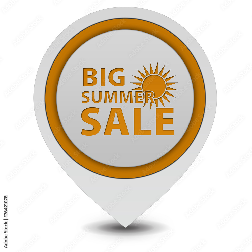 Sticker Summer sale pointer icon on white background