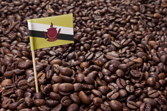 Flag of Brunei sticking in coffee beans.(series)