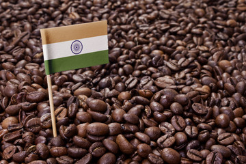 Flag of India sticking in coffee beans.(series)