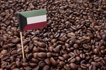 Flag of Kuwait sticking in coffee beans.(series)
