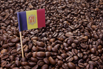 Flag of Andorra sticking in coffee beans.(series)
