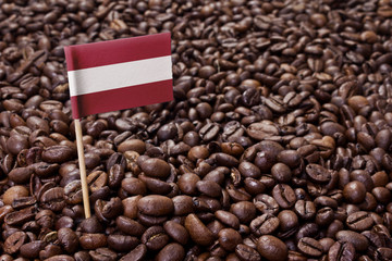 Flag of Austria sticking in coffee beans.(series)
