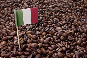 Flag of Italy sticking in coffee beans.(series)