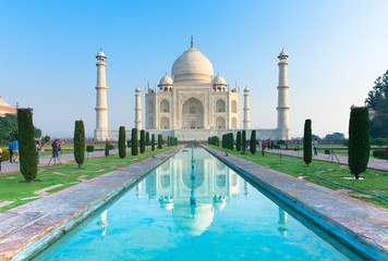 De ochtendweergave van het Taj Mahal-monument