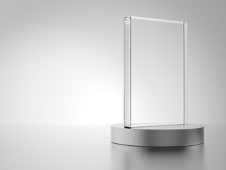 Glass award with metal base