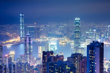 Tableaux ronds sur plexiglas Hong Kong Hong Kong de Victoria Peak la nuit, Hong Kong.