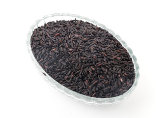 black sticky gaba rice isolated on white background
