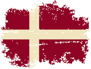 Danish grunge flag. Vector illustration.