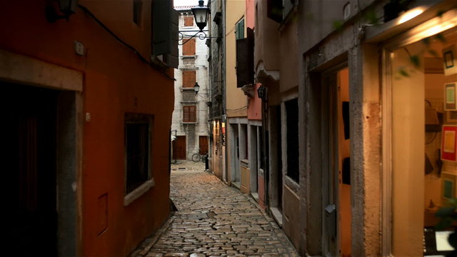 Small alley in Pula Croatia glidecam footage