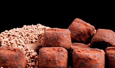 chocolate on a black background