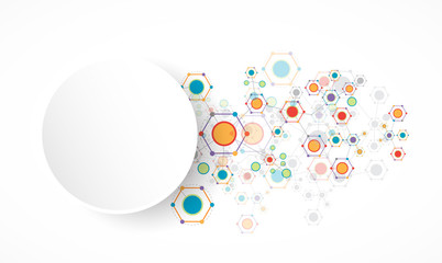 Network hexagonal color technology communication background