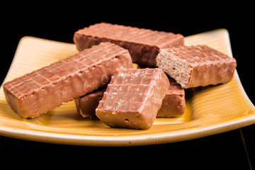 chocolate on a black background