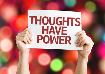 Thoughts Have Power card with colorful background