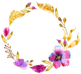 Watercolor floral frame