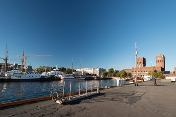Fototapeta na wymiar Oslo fjord with Oslo City Hall