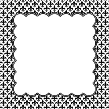 Black and White Fleur De Lis Pattern Textured Fabric with Embroi