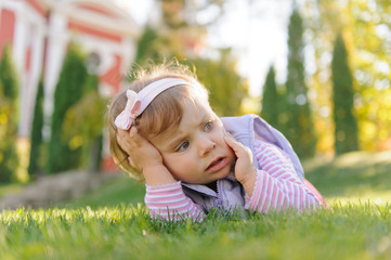 Scared Girl on Grass
