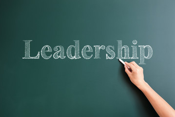 leadership written on blackboard