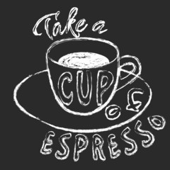 Chalk cup of espresso