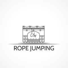 Vector illustration with black icon and text for rope jumping.