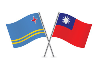 Aruba and Taiwanese flags. Vector illustration.