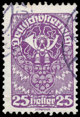 Stamp printed in Austria, shows ornament with horn