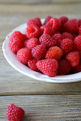 fragrant fresh raspberries in a bowl