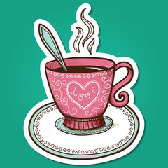 Tea or coffee cup with heart.
