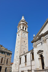 Fototapeta na wymiar Bell tower of Santa Maria Formosa church in Venice, Italy