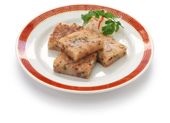 homemade turnip cake, chinese dim sum dish