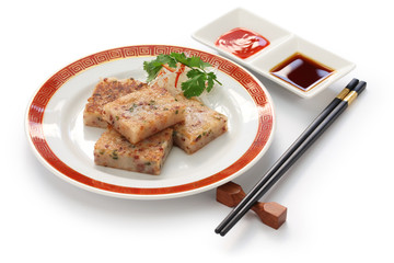 homemade turnip cake, chinese dim sum dish