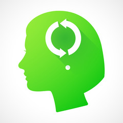 Female head silhouette icon with a recycle sign