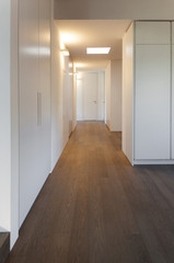 Home, empty room with wardrobes
