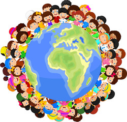 Multicultural children on planet earth