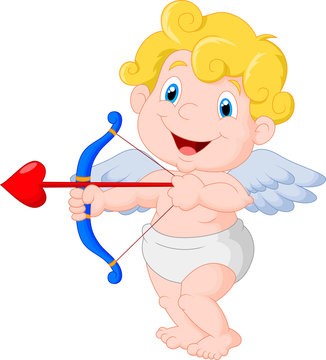 Funny little cupid aiming at someone