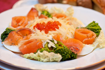 Salad with salmon