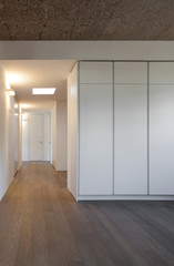 Home, empty room with wardrobes