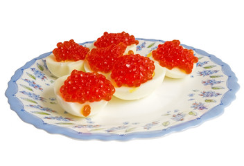 eggs with red caviar
