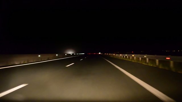 Driving on highway at night