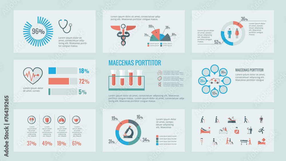 Sticker Medical Infographic Elements.