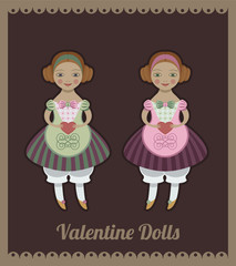 vintage dolls holding heart