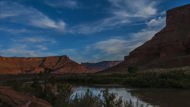 Colorado River Fisher Tower Route 128 Utah Landscape Time-lapse 