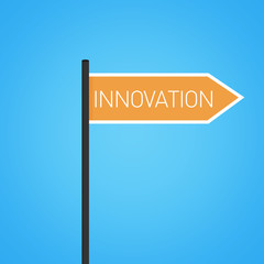 Innovation nearby, flat orange road sign