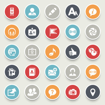 Illustration of colorful social media icons on a white backgroun