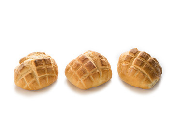 Tre pagnotte tipo tartaruga, pane italiano