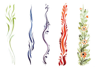 watercolor flowers in different styles