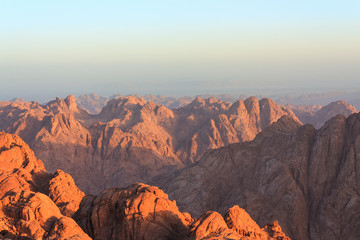 View of the Sinai mountains at dawn