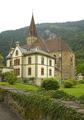 Fototapeta na wymiar Catholic church in Interlaken. Switzerland